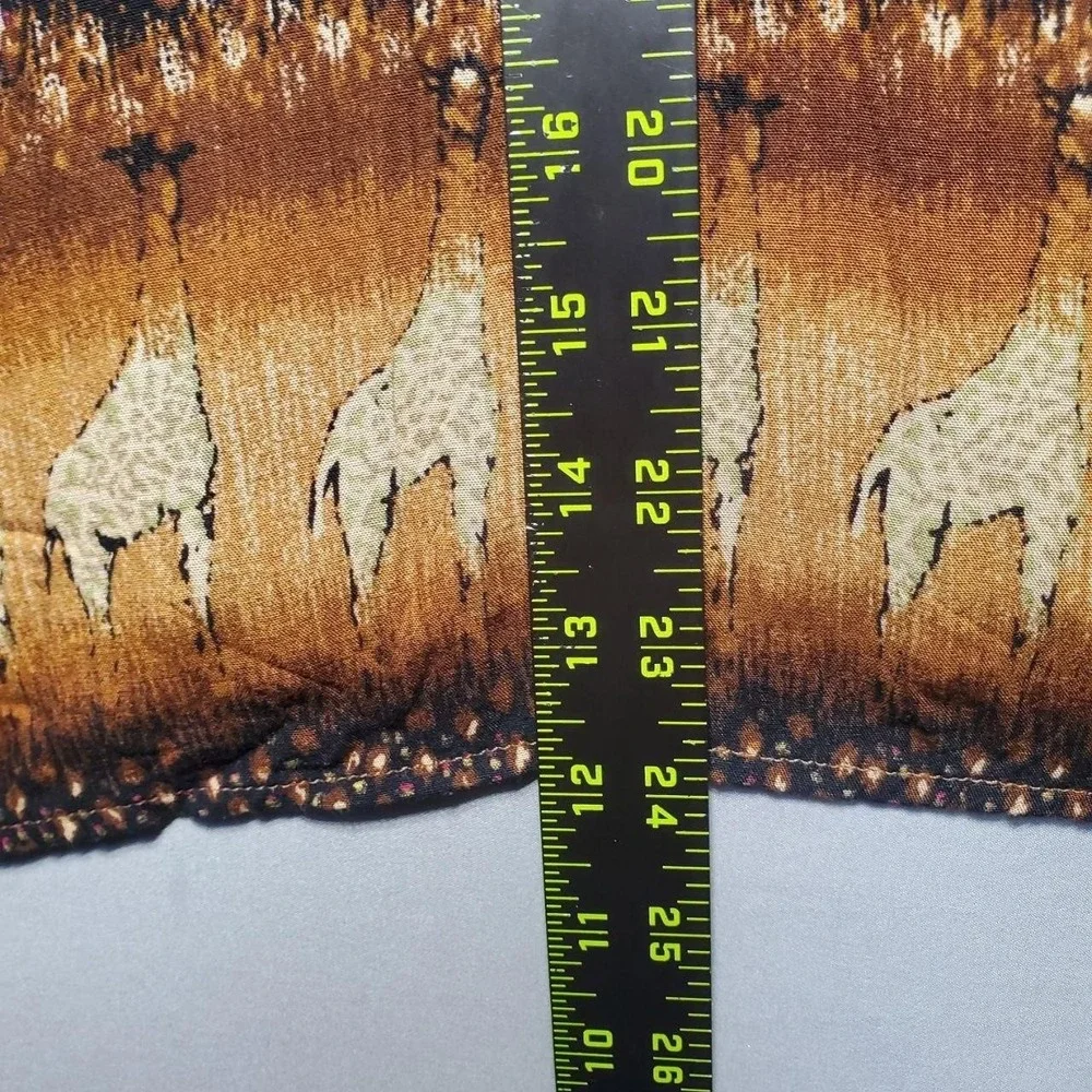 VTG California Krush Rayon Giraffe Safari Shirt Women XL Brown Indie Sleaze Boho